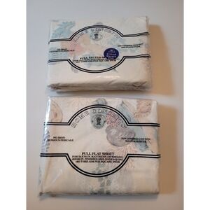 Vtg NOS Cannon‎ Sea Shells Nautilus Full Flat & Fitted Sheets Cotton Blend NEW
